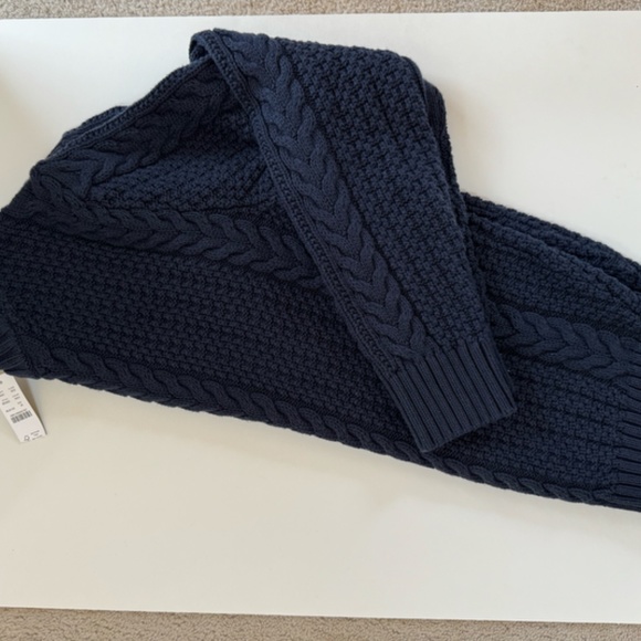 J. Crew Men's Crewneck Cable Knit Sweater, Medium, Navy Blue - Picture 3 of 4